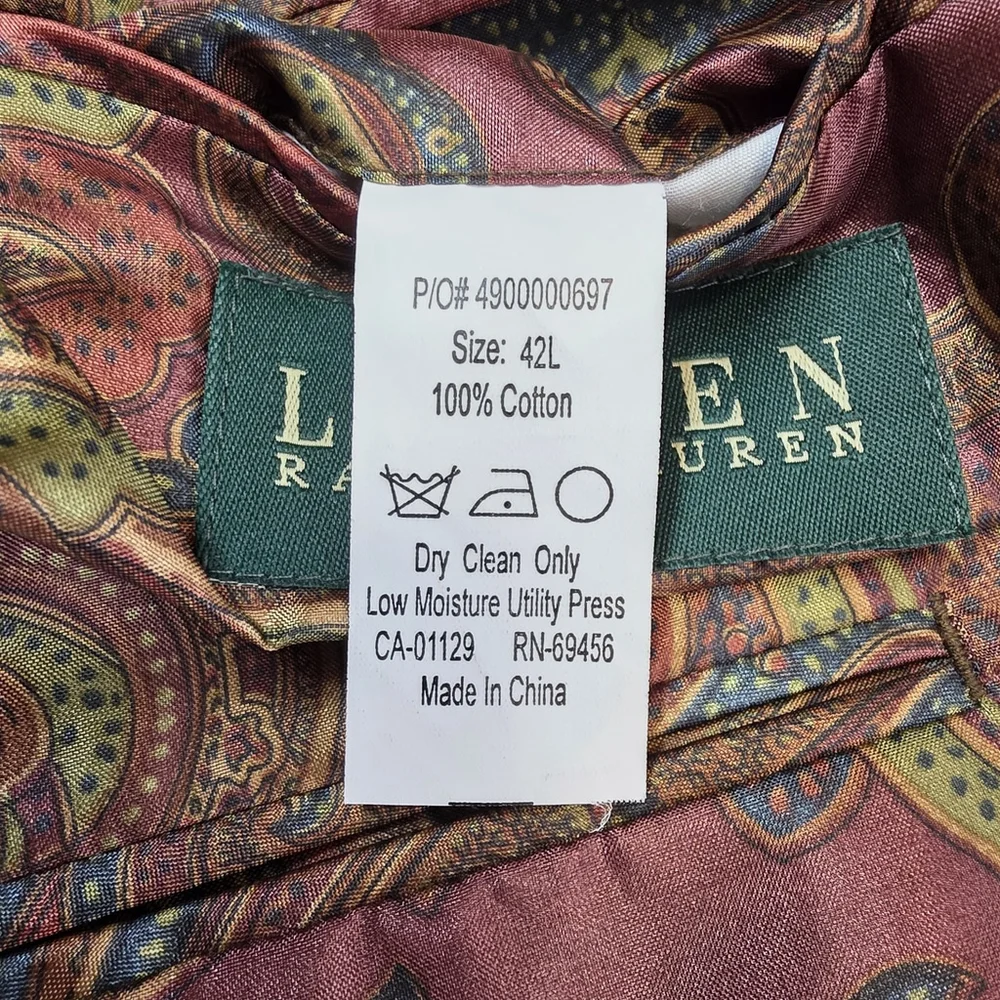 Ralph Lauren Corduroy Elbow Patch Mens Blazer 42L Tan Ivy League Americana